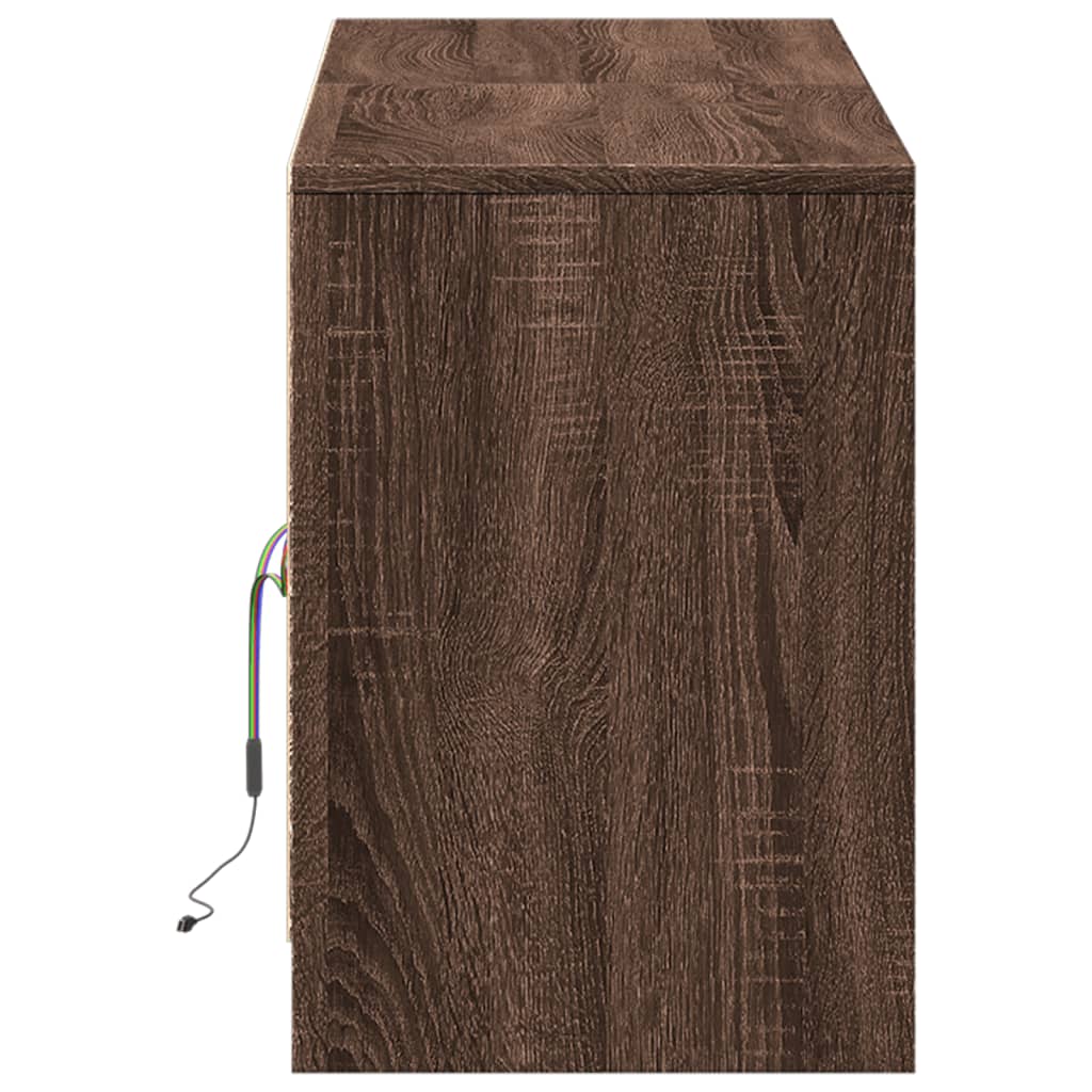 vidaXL Szafka pod TV z LED, brązowy dąb, 139,5x34x50 cm