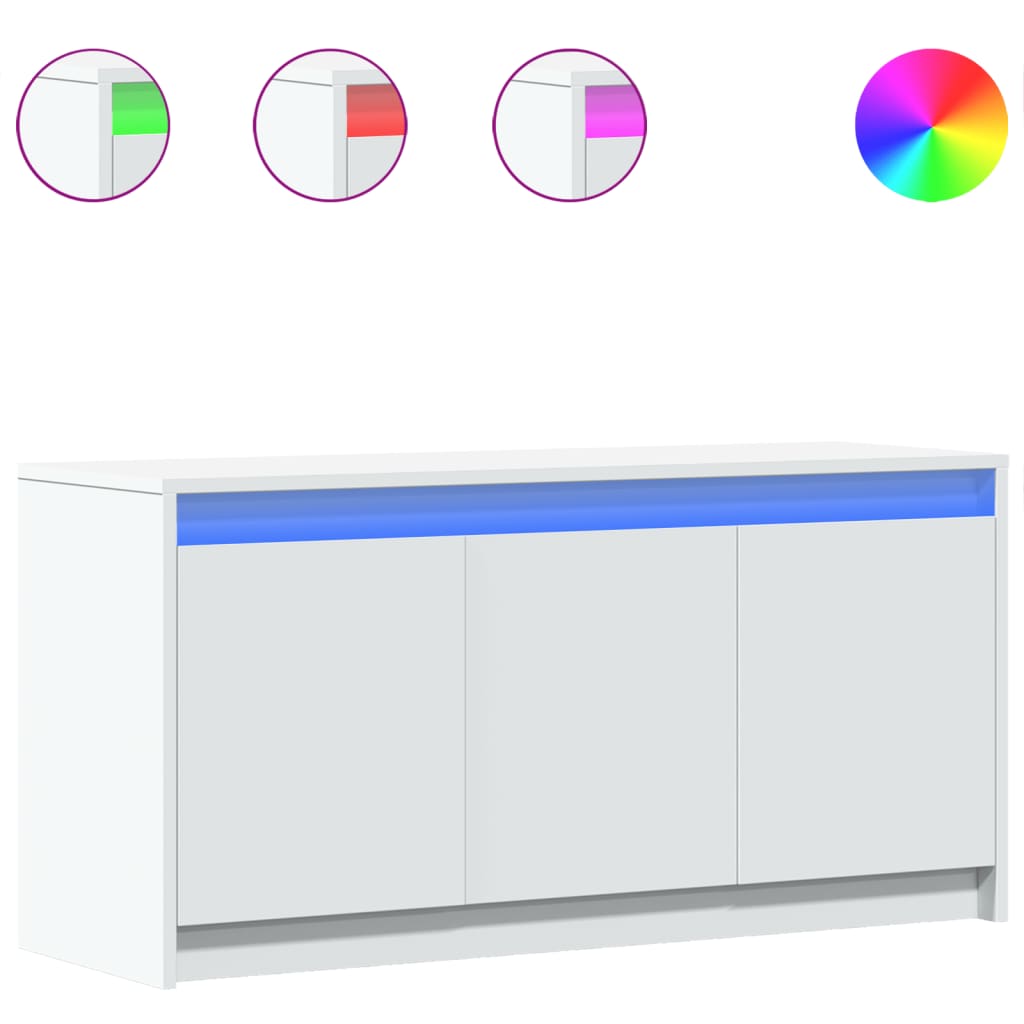 vidaXL Szafka TV z LED, biała, 100x34x50 cm, materiał drewnopochodny