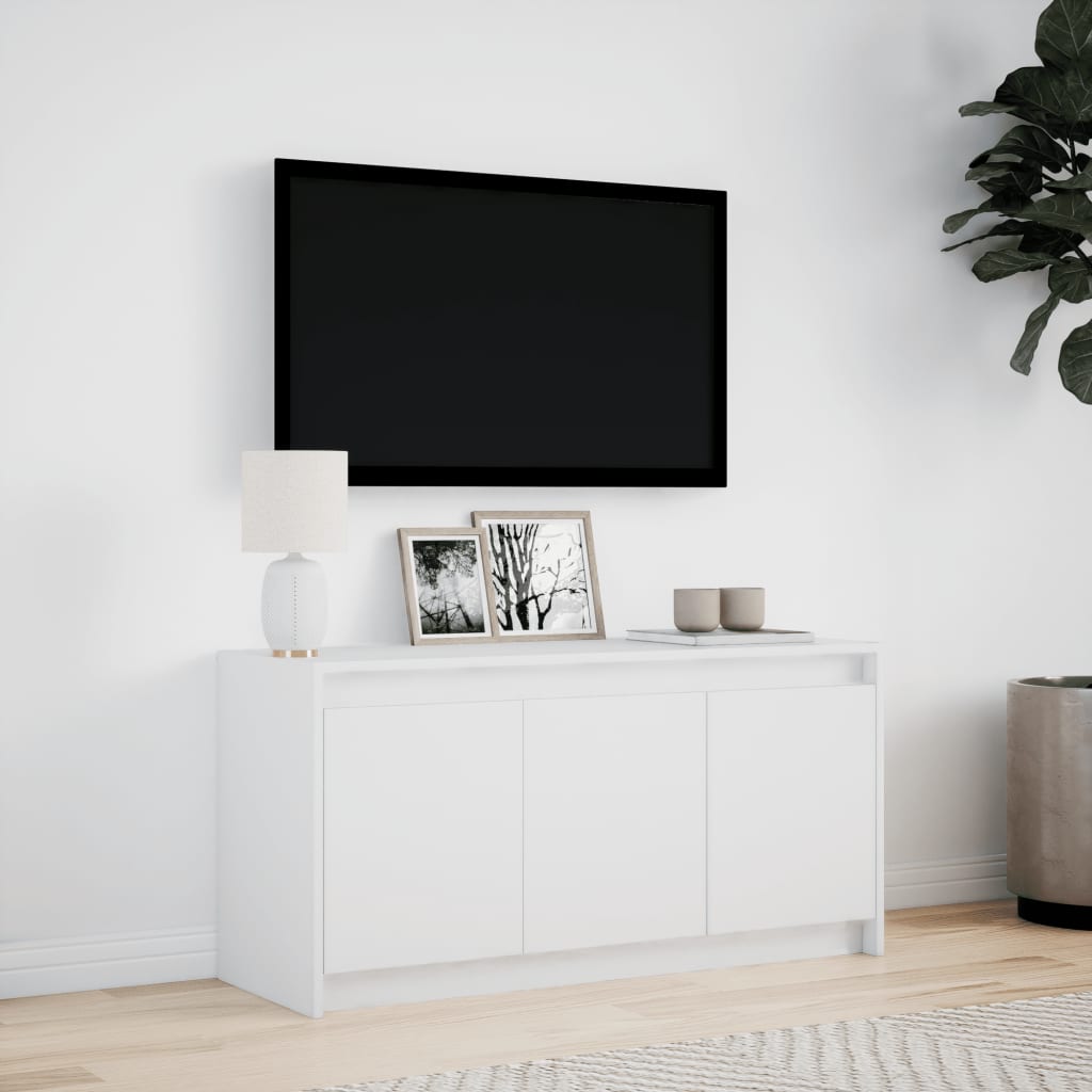 vidaXL Szafka TV z LED, biała, 100x34x50 cm, materiał drewnopochodny