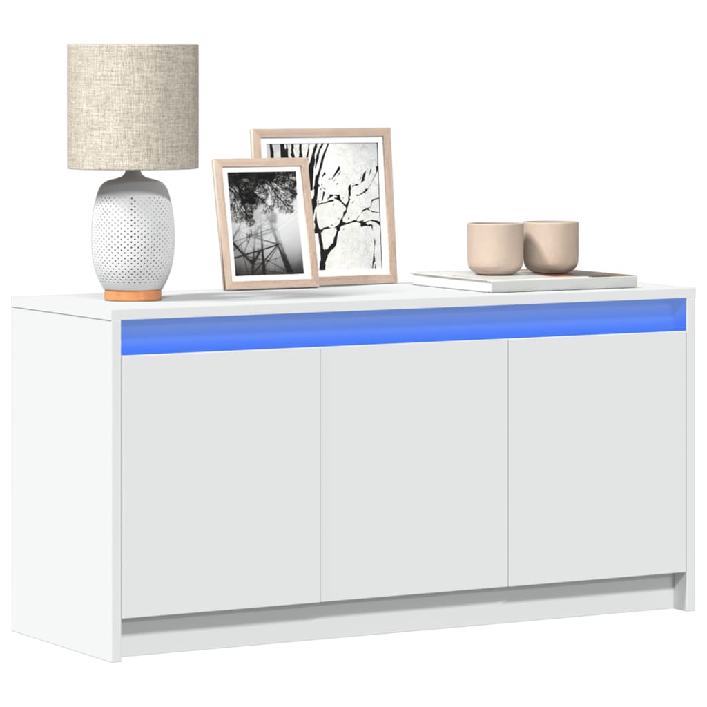 vidaXL Szafka TV z LED, biała, 100x34x50 cm, materiał drewnopochodny