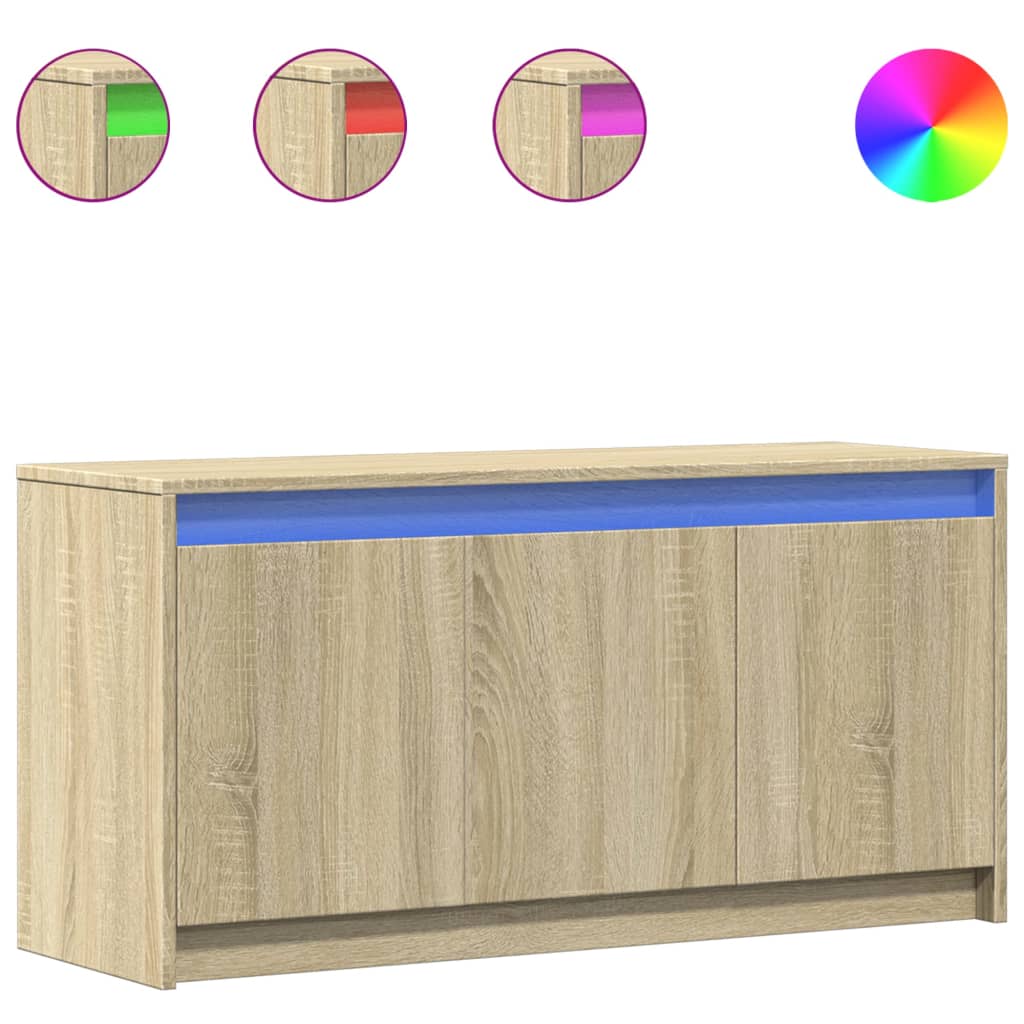 vidaXL Szafka pod TV z LED, dąb sonoma, 100x34x50 cm