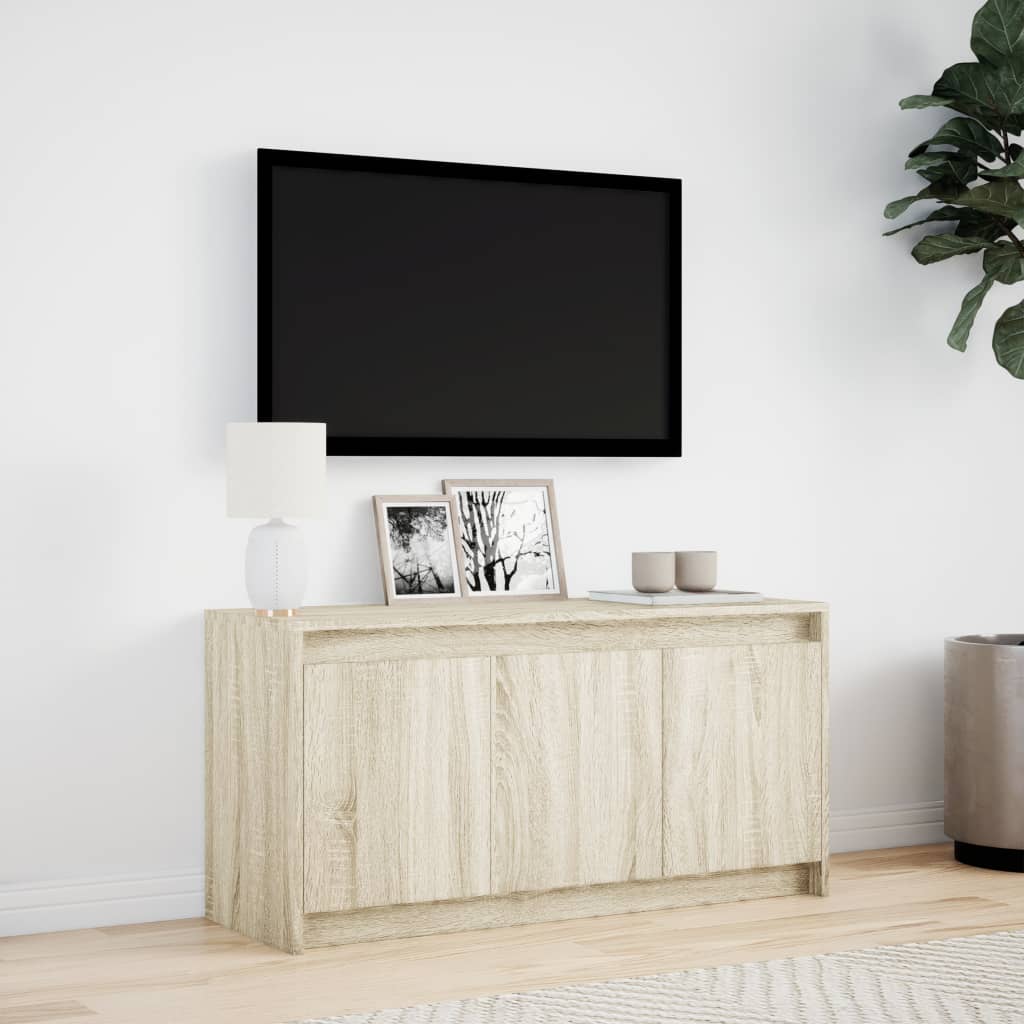 vidaXL Szafka pod TV z LED, dąb sonoma, 100x34x50 cm