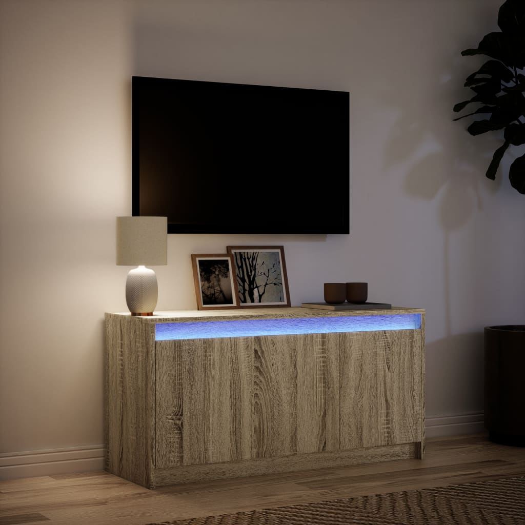 vidaXL Szafka pod TV z LED, dąb sonoma, 100x34x50 cm