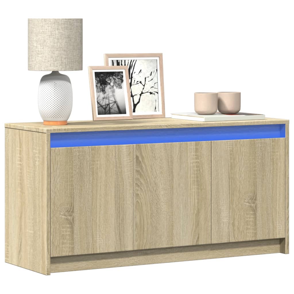 vidaXL Szafka pod TV z LED, dąb sonoma, 100x34x50 cm