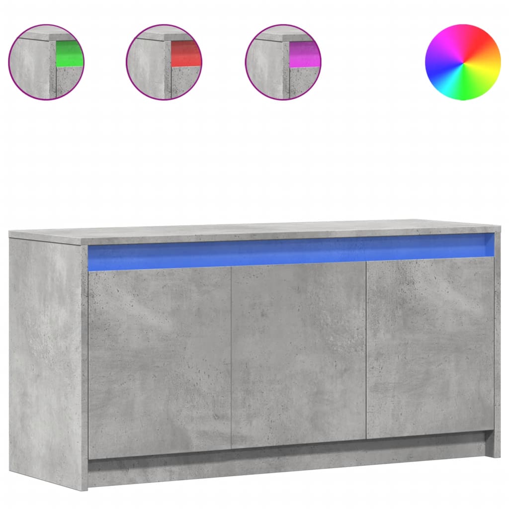 vidaXL Szafka pod TV z LED, szarość betonu, 100x34x50 cm