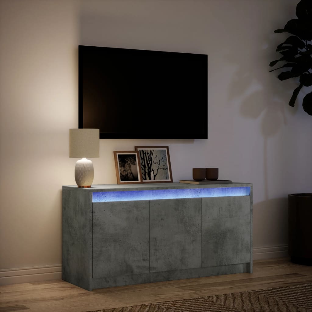vidaXL Szafka pod TV z LED, szarość betonu, 100x34x50 cm