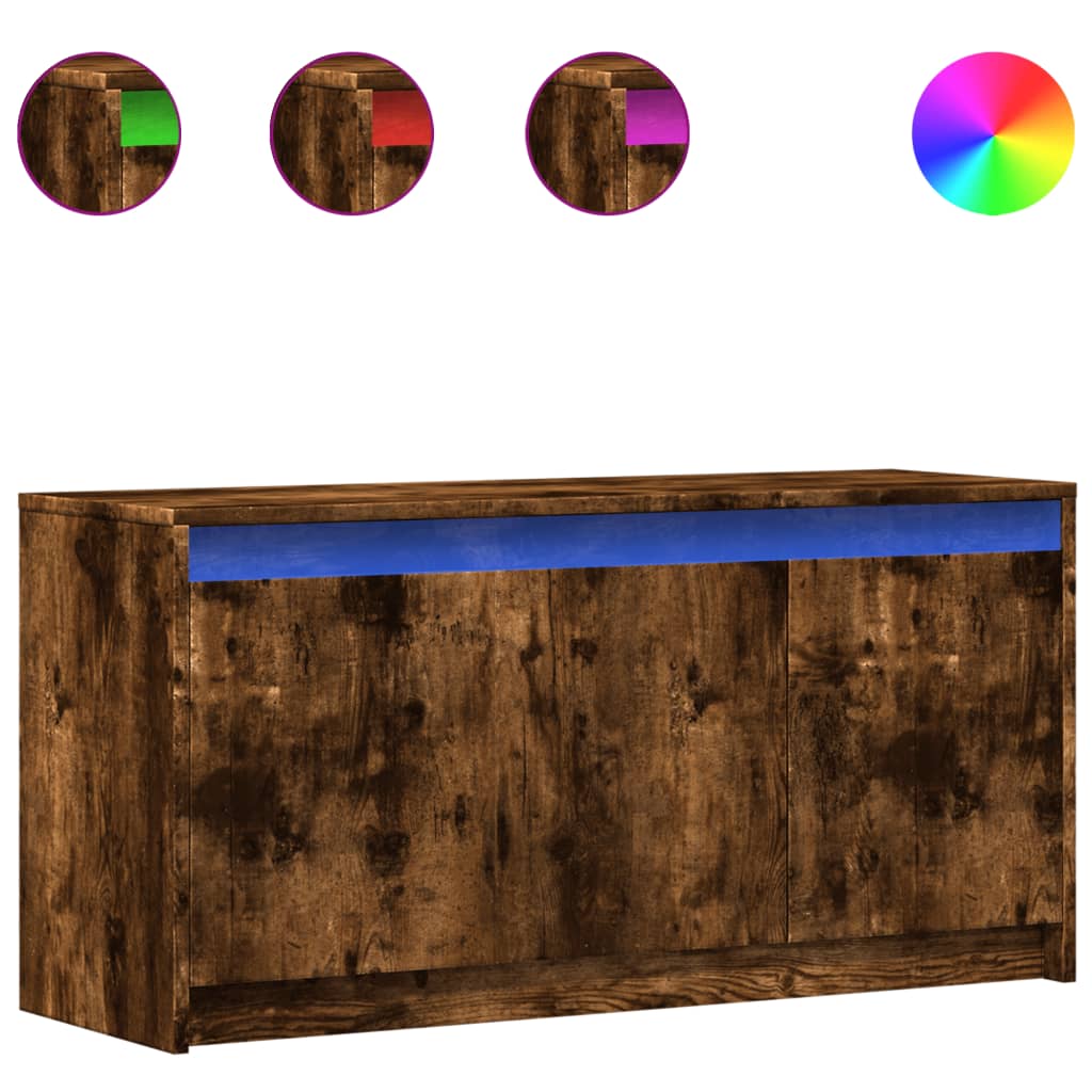 vidaXL Szafka pod TV z LED, przydymiony dąb, 100x34x50 cm