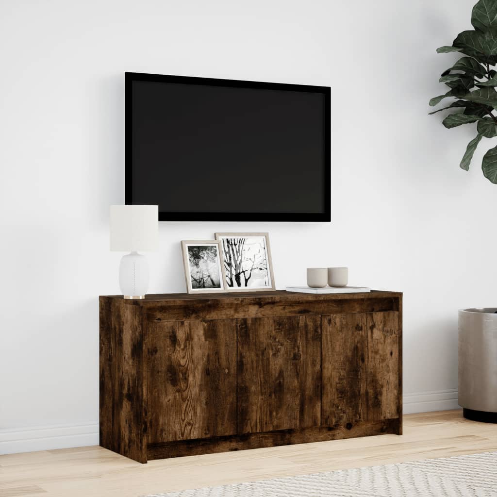 vidaXL Szafka pod TV z LED, przydymiony dąb, 100x34x50 cm