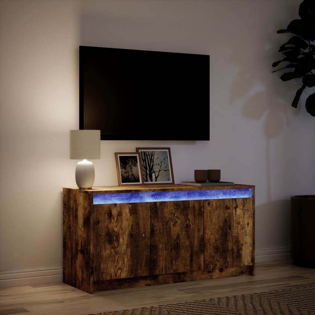 vidaXL Szafka pod TV z LED, przydymiony dąb, 100x34x50 cm