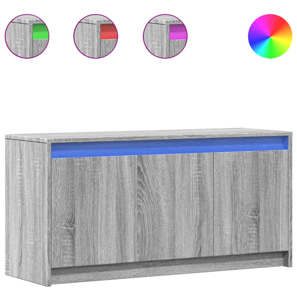 vidaXL Szafka pod TV z LED, szary dąb sonoma, 100x34x50 cm