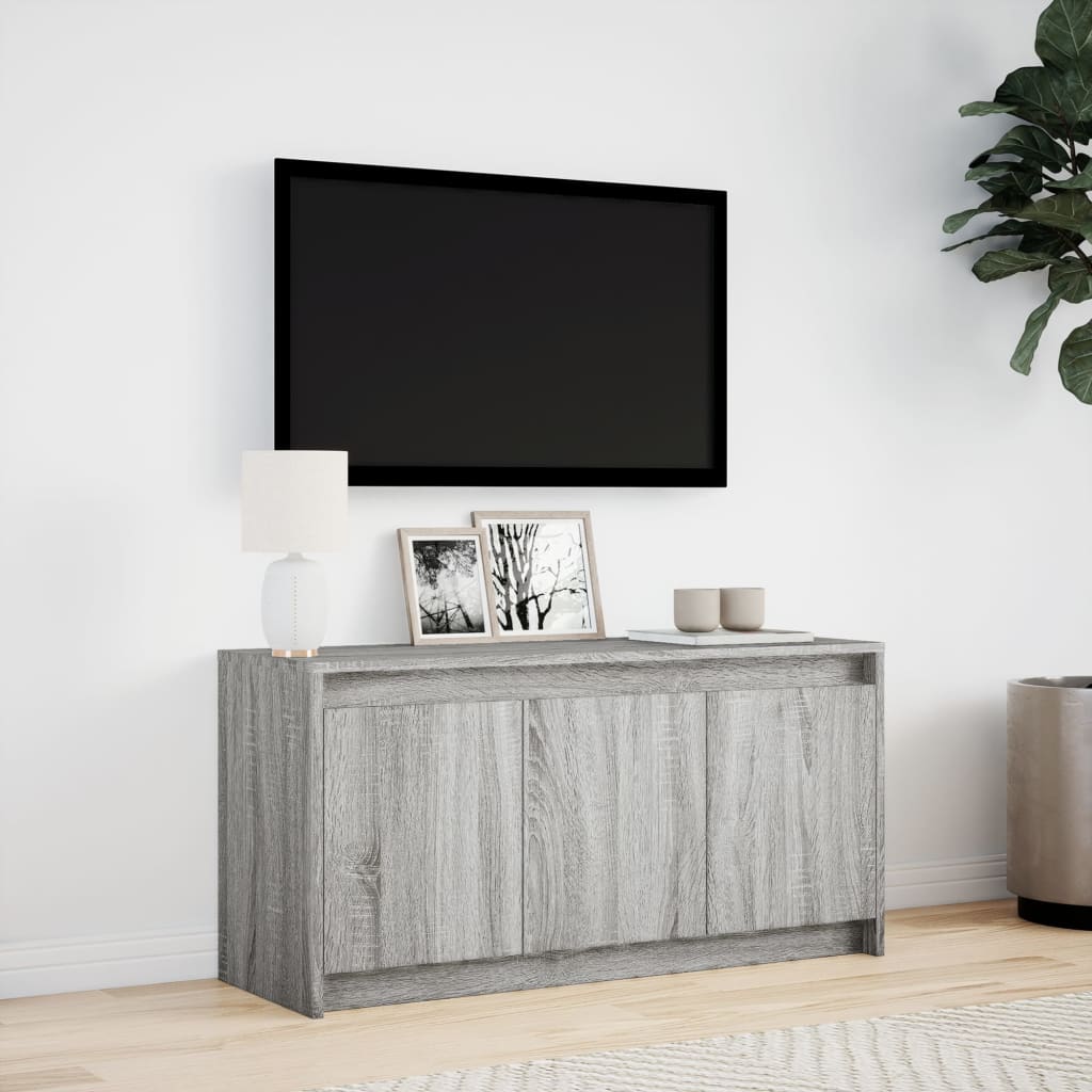 vidaXL Szafka pod TV z LED, szary dąb sonoma, 100x34x50 cm