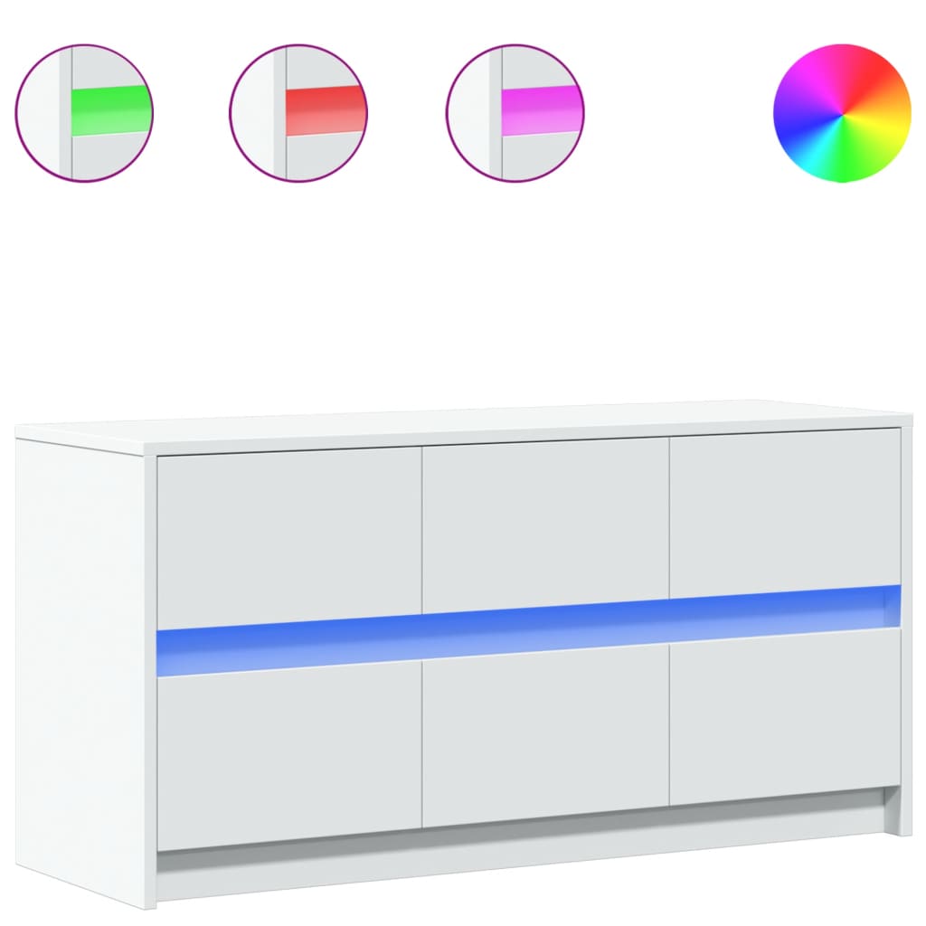 vidaXL Szafka TV z LED, biała, 100x34x50 cm, materiał drewnopochodny