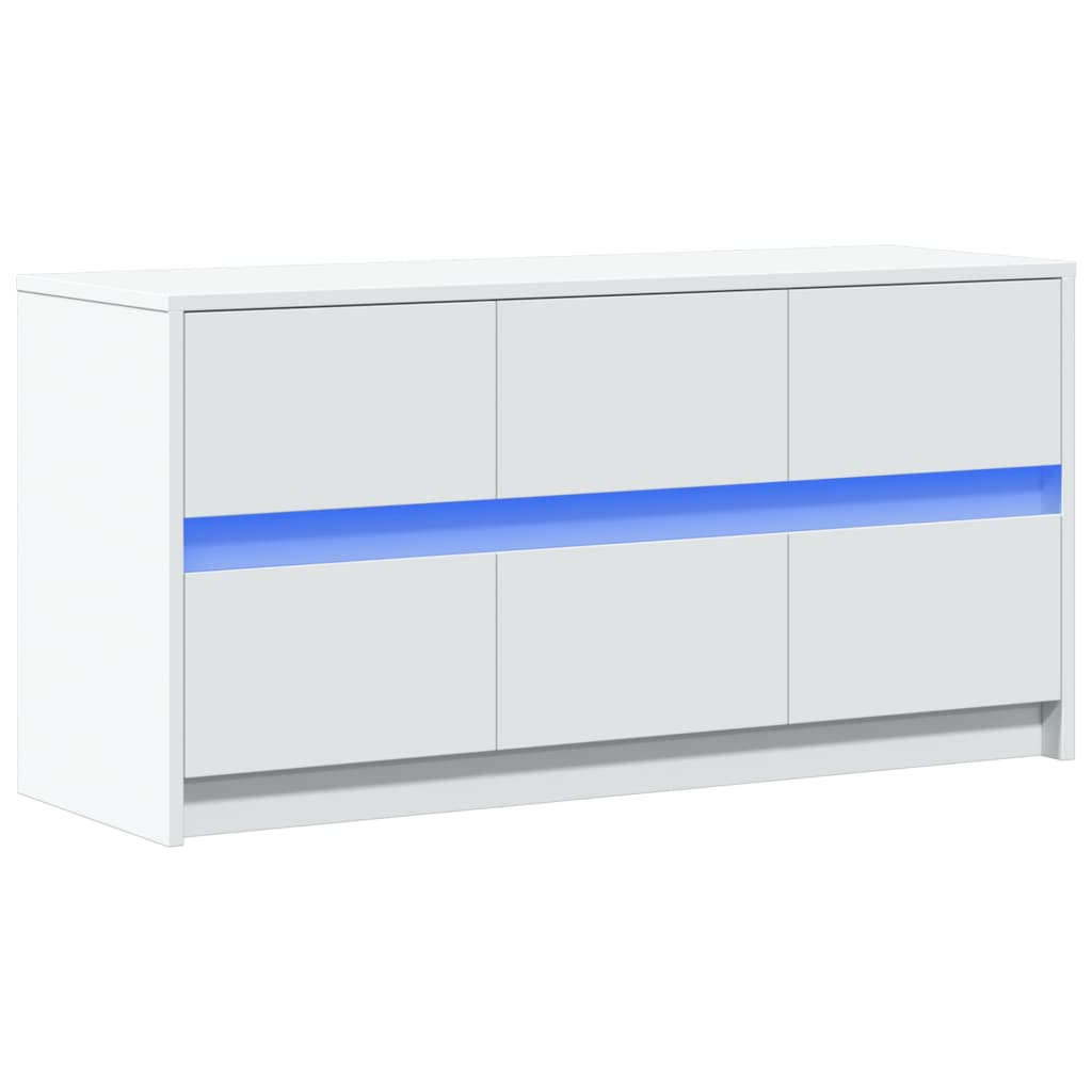 vidaXL Szafka TV z LED, biała, 100x34x50 cm, materiał drewnopochodny