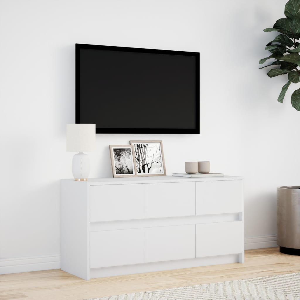 vidaXL Szafka TV z LED, biała, 100x34x50 cm, materiał drewnopochodny