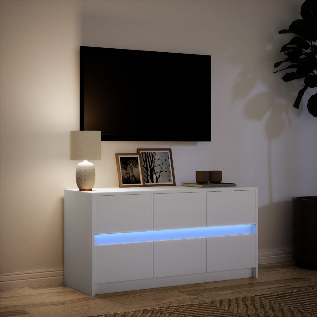 vidaXL Szafka TV z LED, biała, 100x34x50 cm, materiał drewnopochodny