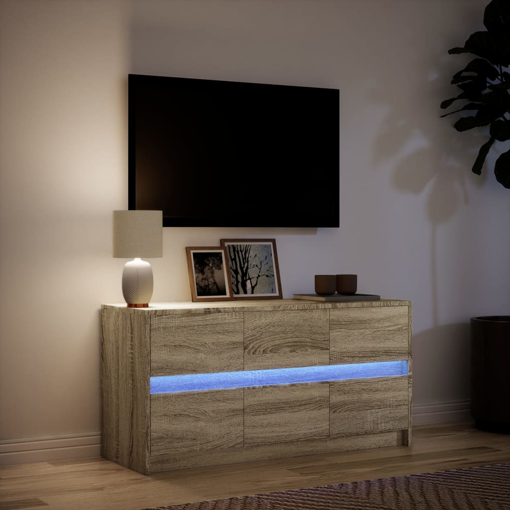 vidaXL Szafka pod TV z LED, dąb sonoma, 100x34x50 cm