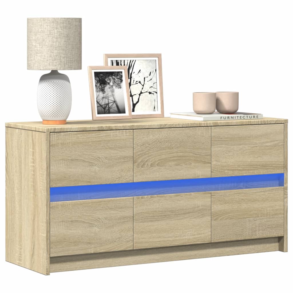 vidaXL Szafka pod TV z LED, dąb sonoma, 100x34x50 cm