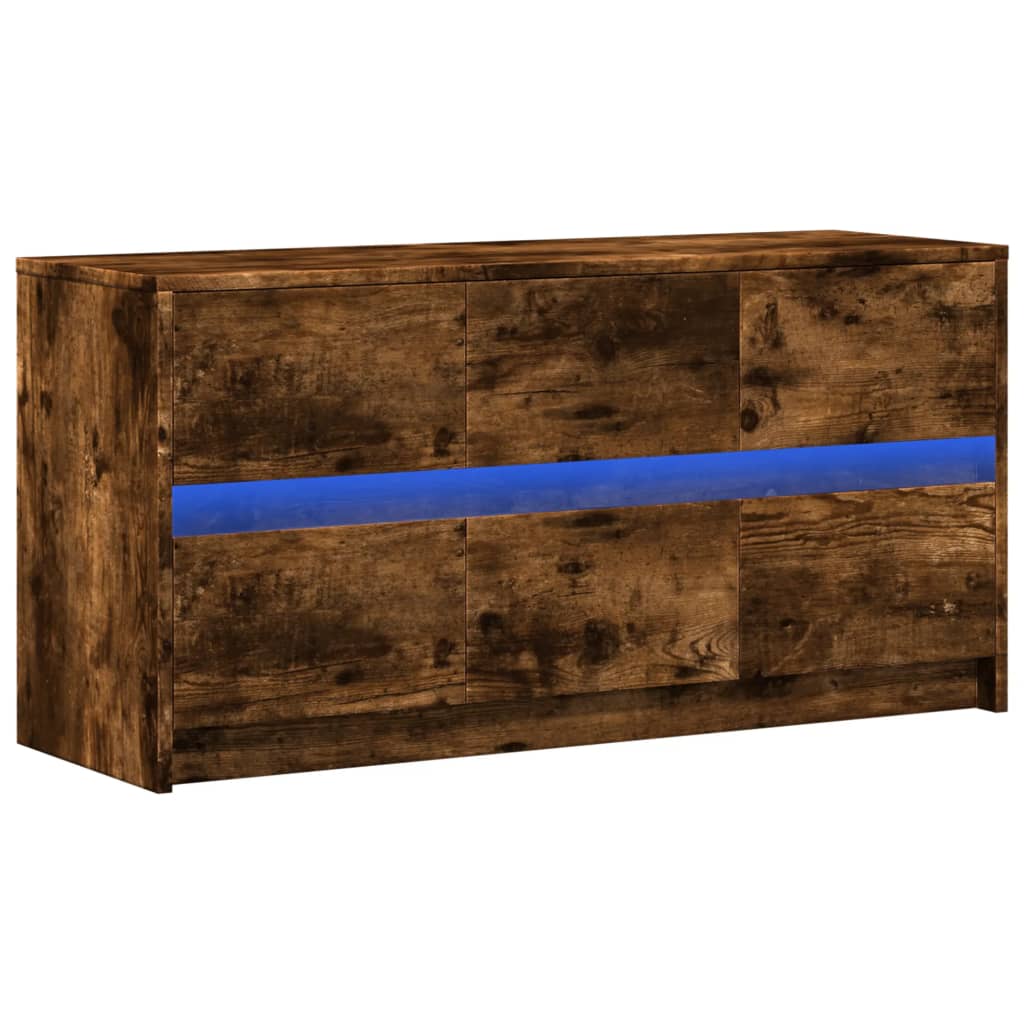 vidaXL Szafka pod TV z LED, przydymiony dąb, 100x34x50 cm