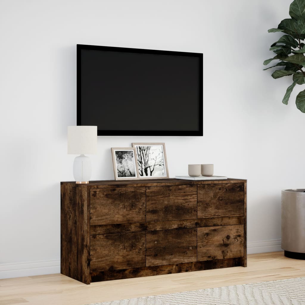 vidaXL Szafka pod TV z LED, przydymiony dąb, 100x34x50 cm