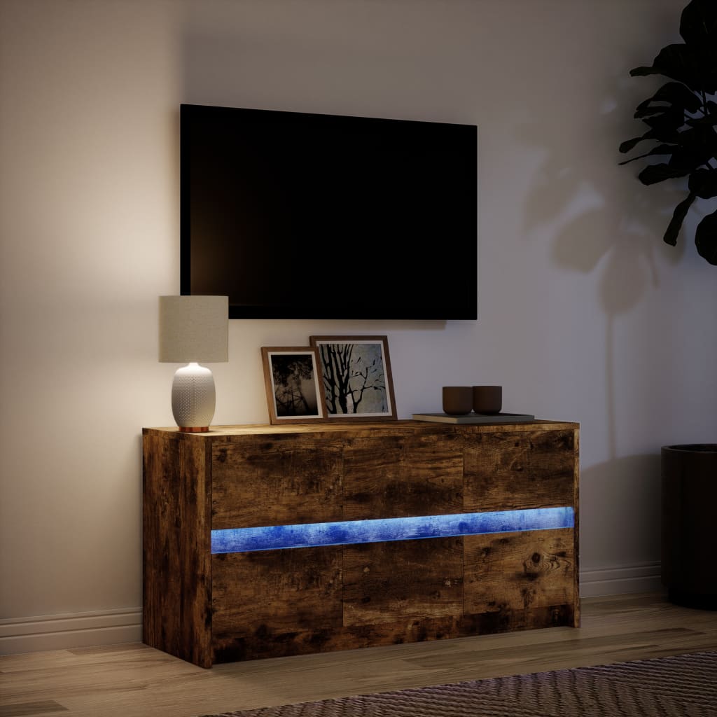 vidaXL Szafka pod TV z LED, przydymiony dąb, 100x34x50 cm
