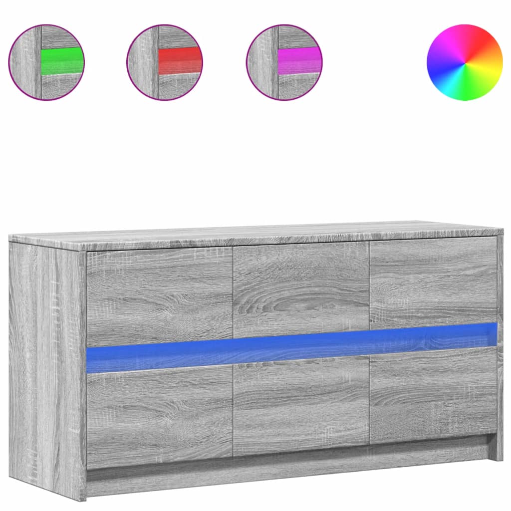 vidaXL Szafka pod TV z LED, szary dąb sonoma, 100x34x50 cm