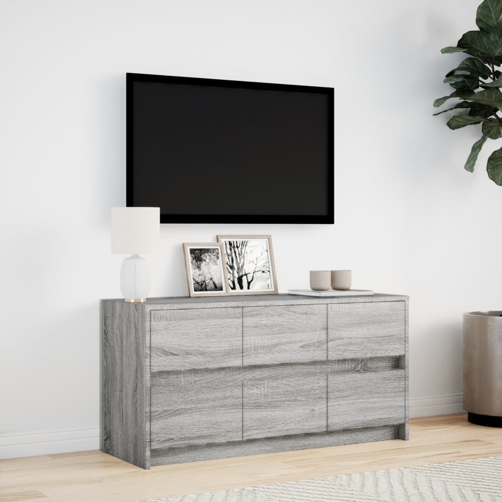 vidaXL Szafka pod TV z LED, szary dąb sonoma, 100x34x50 cm