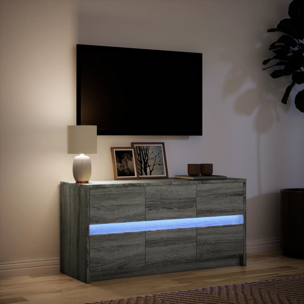 vidaXL Szafka pod TV z LED, szary dąb sonoma, 100x34x50 cm