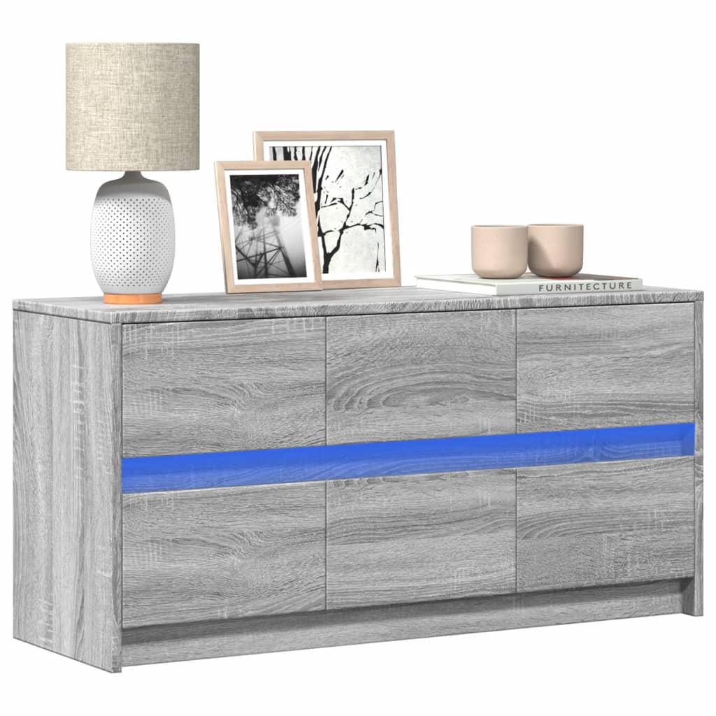 vidaXL Szafka pod TV z LED, szary dąb sonoma, 100x34x50 cm
