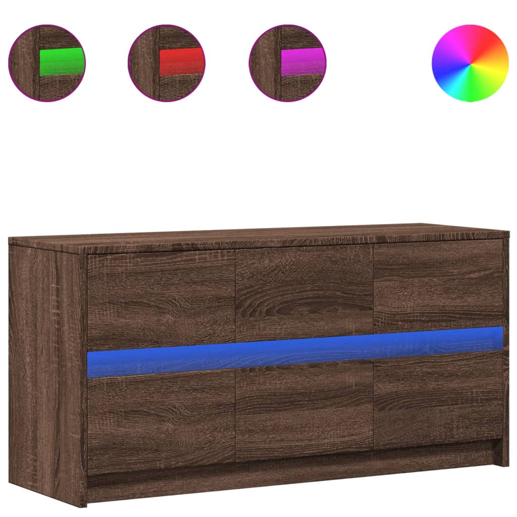 vidaXL Szafka pod TV z LED, brązowy dąb, 100x34x50 cm