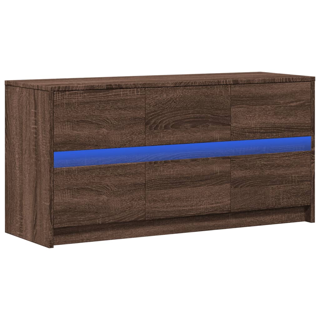 vidaXL Szafka pod TV z LED, brązowy dąb, 100x34x50 cm