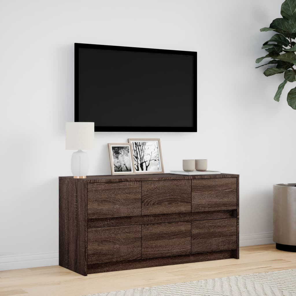 vidaXL Szafka pod TV z LED, brązowy dąb, 100x34x50 cm