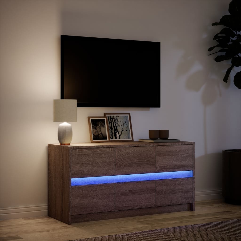 vidaXL Szafka pod TV z LED, brązowy dąb, 100x34x50 cm
