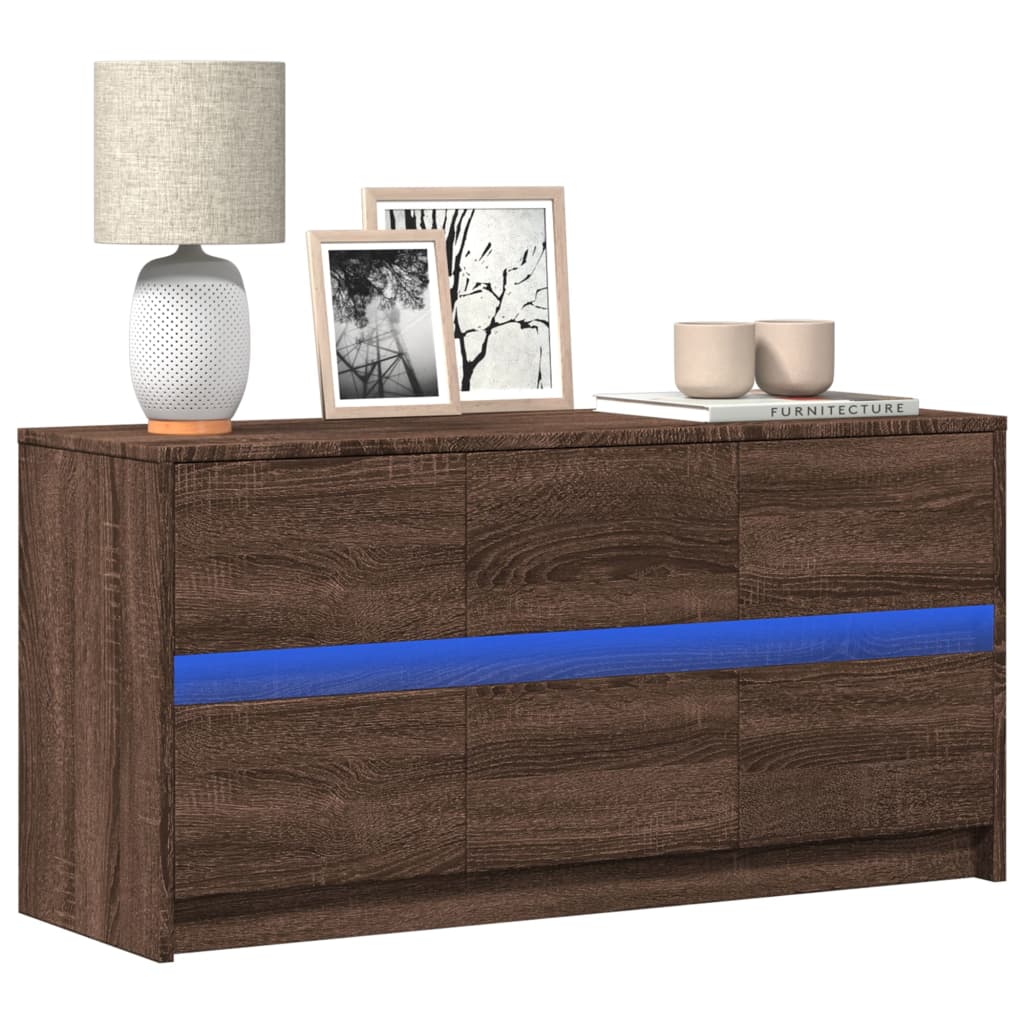 vidaXL Szafka pod TV z LED, brązowy dąb, 100x34x50 cm
