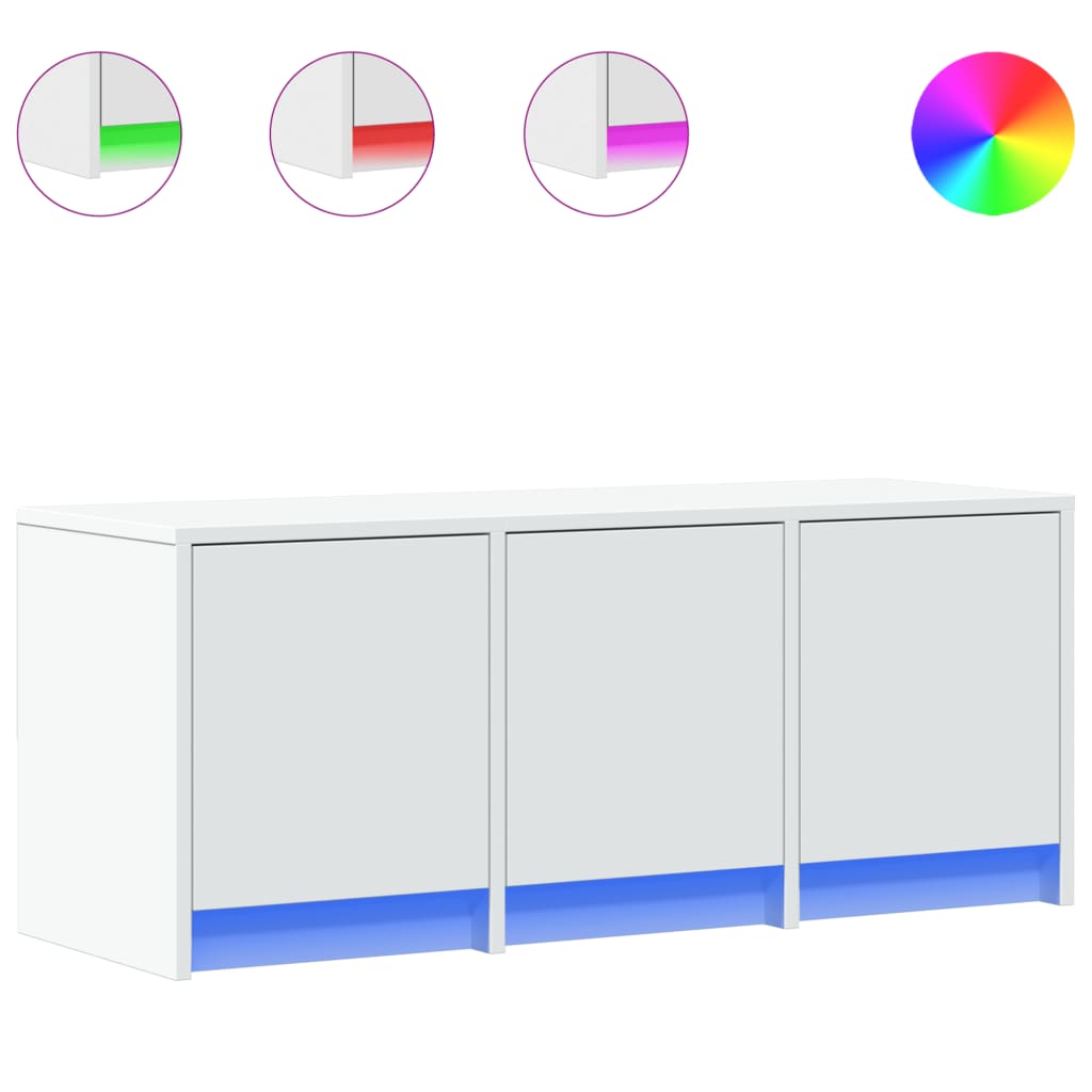 vidaXL Szafka TV z LED, biała, 97x34x40 cm, materiał drewnopochodny