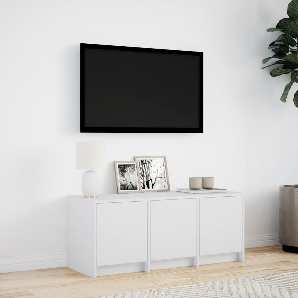 vidaXL Szafka TV z LED, biała, 97x34x40 cm, materiał drewnopochodny