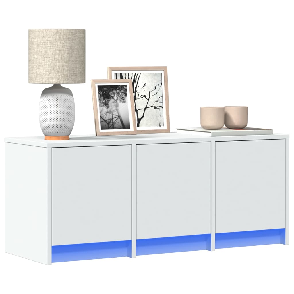vidaXL Szafka TV z LED, biała, 97x34x40 cm, materiał drewnopochodny