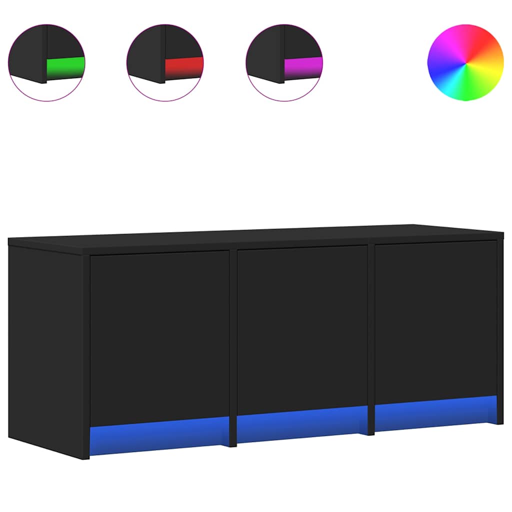 vidaXL Szafka TV z LED, czarna, 97x34x40 cm, materiał drewnopochodny