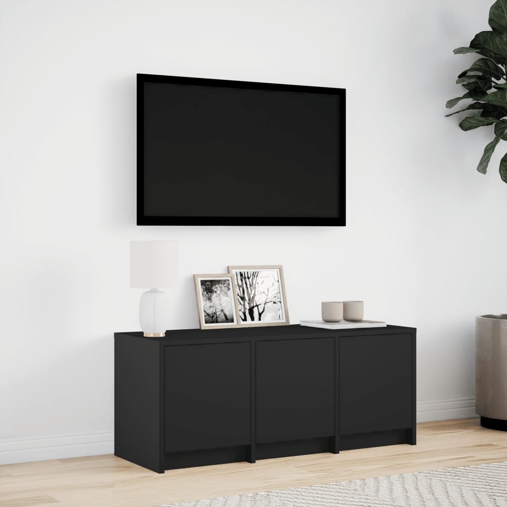 vidaXL Szafka TV z LED, czarna, 97x34x40 cm, materiał drewnopochodny