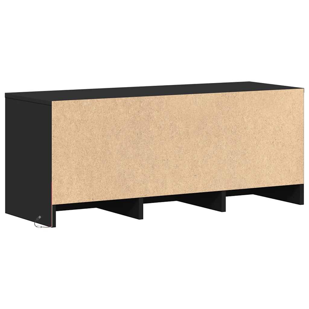 vidaXL Szafka TV z LED, czarna, 97x34x40 cm, materiał drewnopochodny