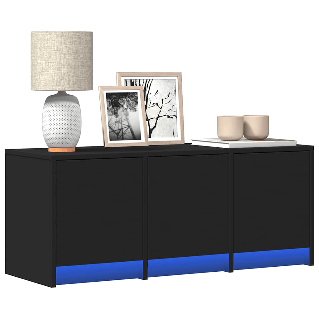 vidaXL Szafka TV z LED, czarna, 97x34x40 cm, materiał drewnopochodny