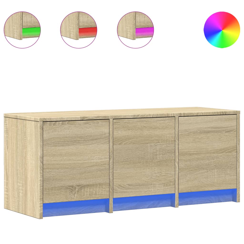 vidaXL Szafka TV z LED, dąb sonoma, 97x34x40 cm