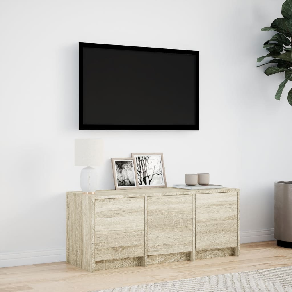 vidaXL Szafka TV z LED, dąb sonoma, 97x34x40 cm