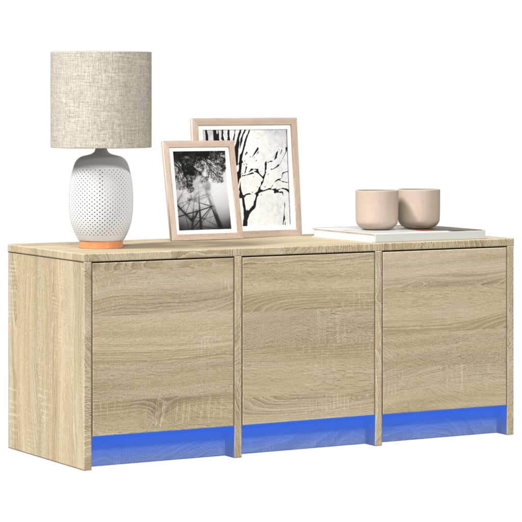 vidaXL Szafka TV z LED, dąb sonoma, 97x34x40 cm