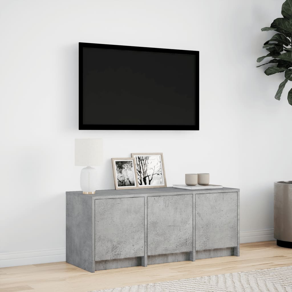 vidaXL Szafka TV z LED, szarość betonu, 97x34x40 cm