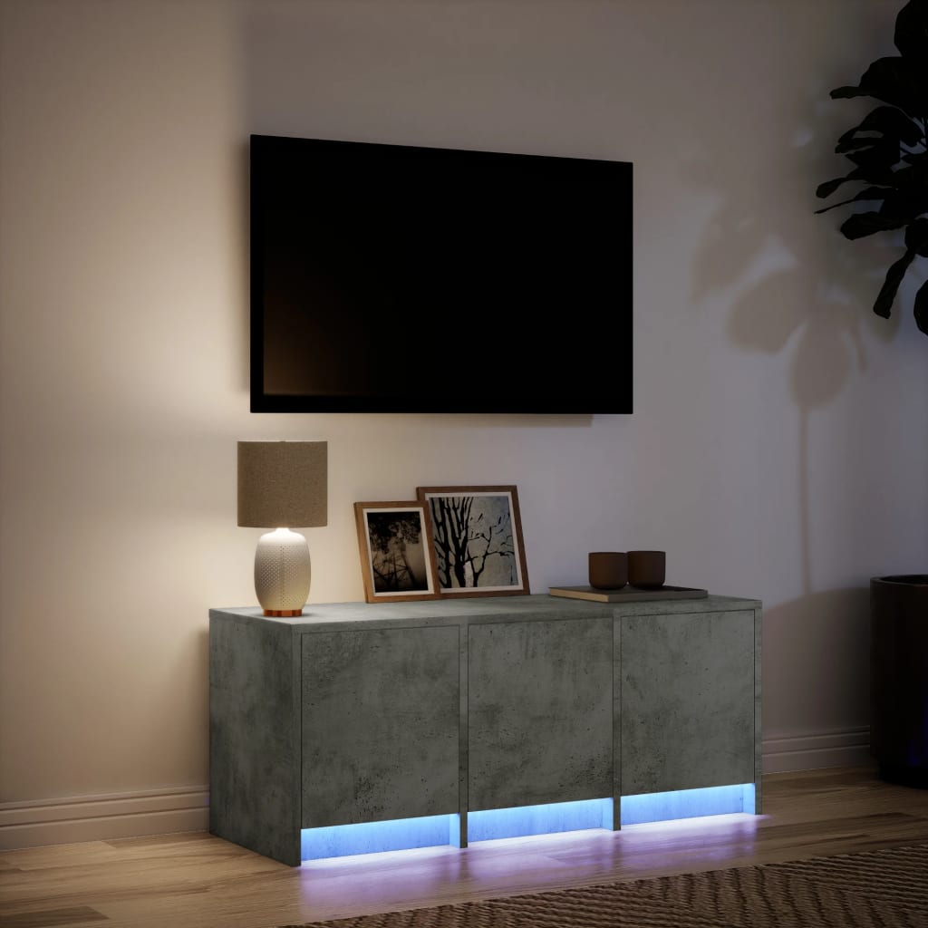 vidaXL Szafka TV z LED, szarość betonu, 97x34x40 cm