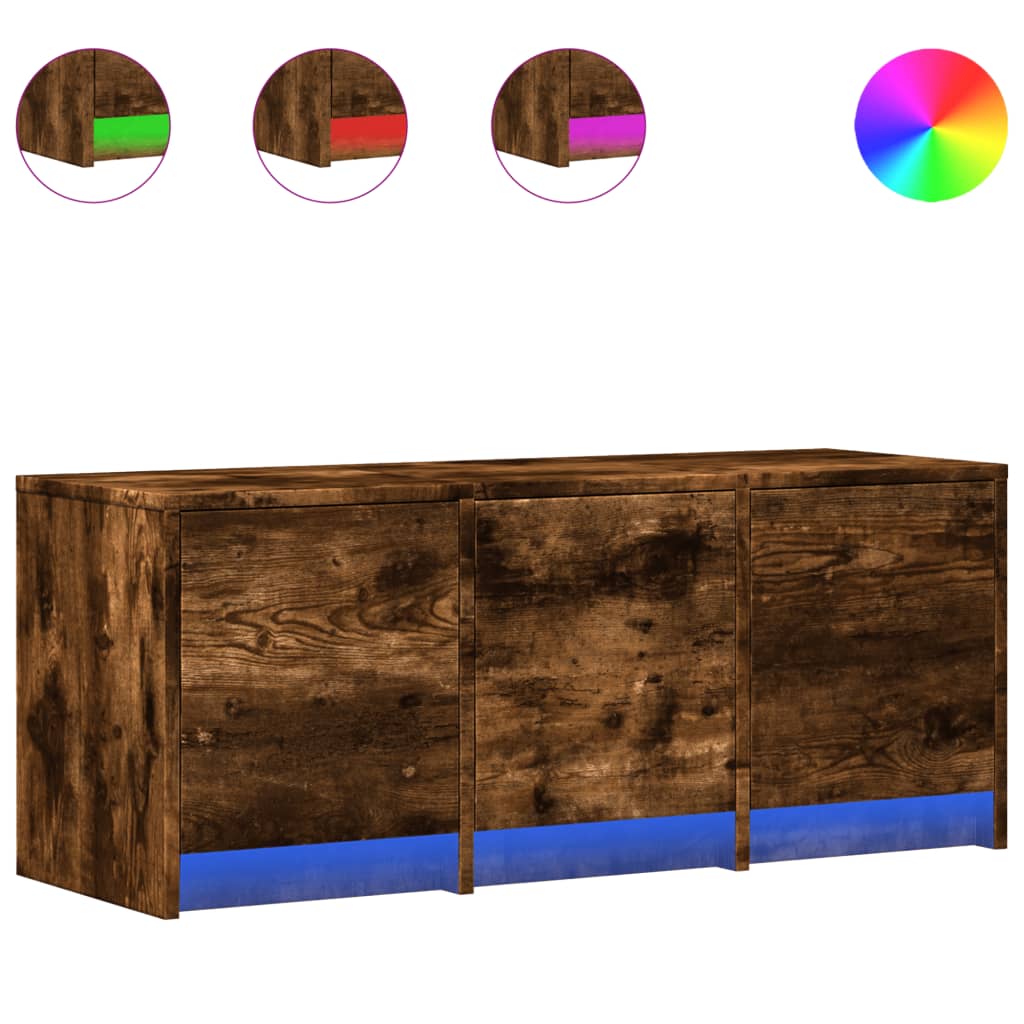 vidaXL Szafka pod TV z LED, przydymiony dąb, 97x34x40 cm