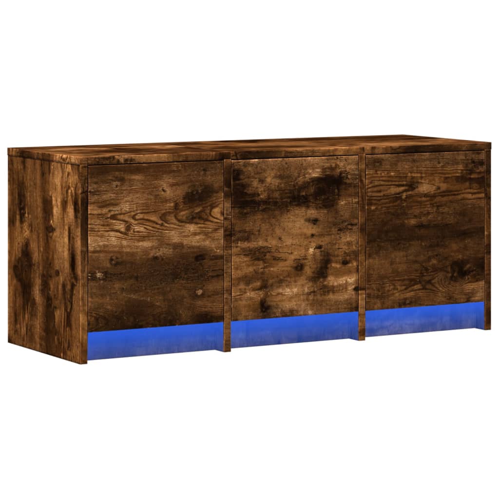 vidaXL Szafka pod TV z LED, przydymiony dąb, 97x34x40 cm
