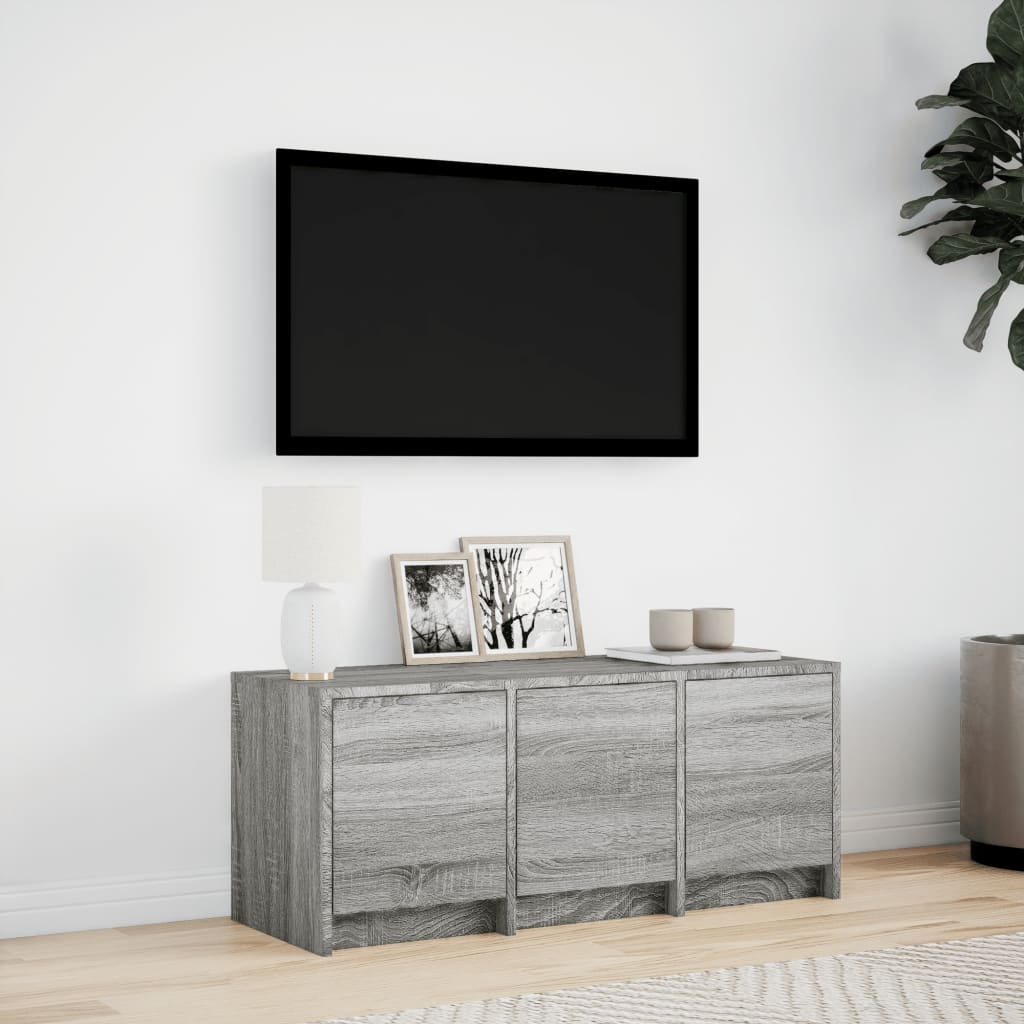 vidaXL Szafka TV z LED, szary dąb sonoma, 97x34x40 cm