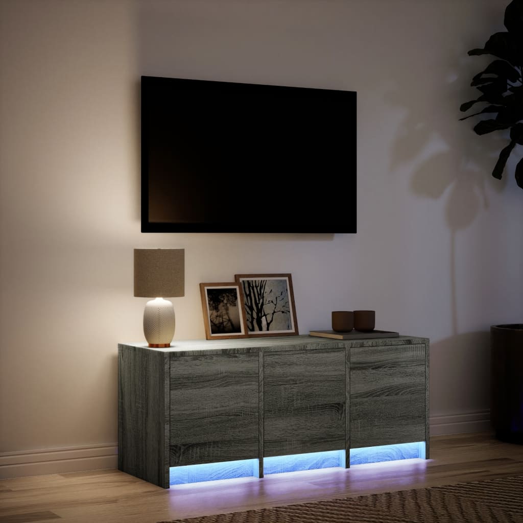 vidaXL Szafka TV z LED, szary dąb sonoma, 97x34x40 cm