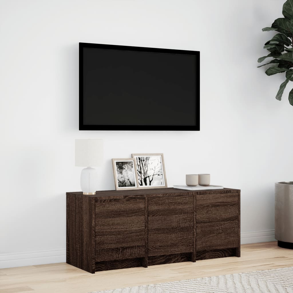 vidaXL Szafka TV z LED, brązowy dąb, 97x34x40 cm